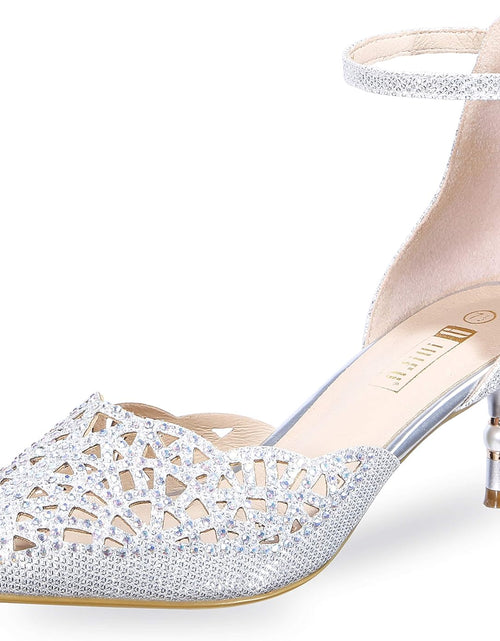 Load image into Gallery viewer, Women'S IN2 Candice Wedding Rhinestones Sequins Low Kitten Heels Pumps Dress Evening Shoes for Women Bridal Bride
