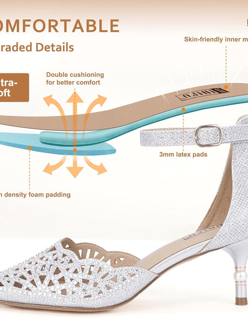 Load image into Gallery viewer, Women'S IN2 Candice Wedding Rhinestones Sequins Low Kitten Heels Pumps Dress Evening Shoes for Women Bridal Bride
