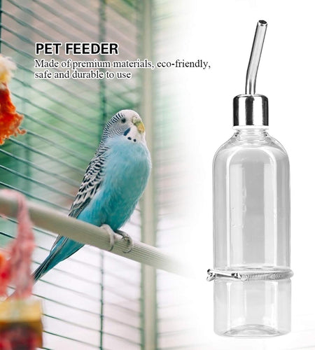 Pet Feeder Automatic Pet Water Dispenser Practical Parrot Water Drinking Feeding Bottle with Stainless Steel Ball Nipple (S)