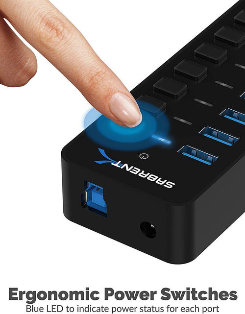 Load image into Gallery viewer, 10-Port 60W USB 3.0 Hub with Individual Power Switches and Leds, Includes 60W 12V/5A Power Adapter (HB-BU10)
